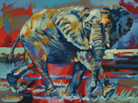 Click to see it big Elefant 170112, gemalt mit Ölfarben